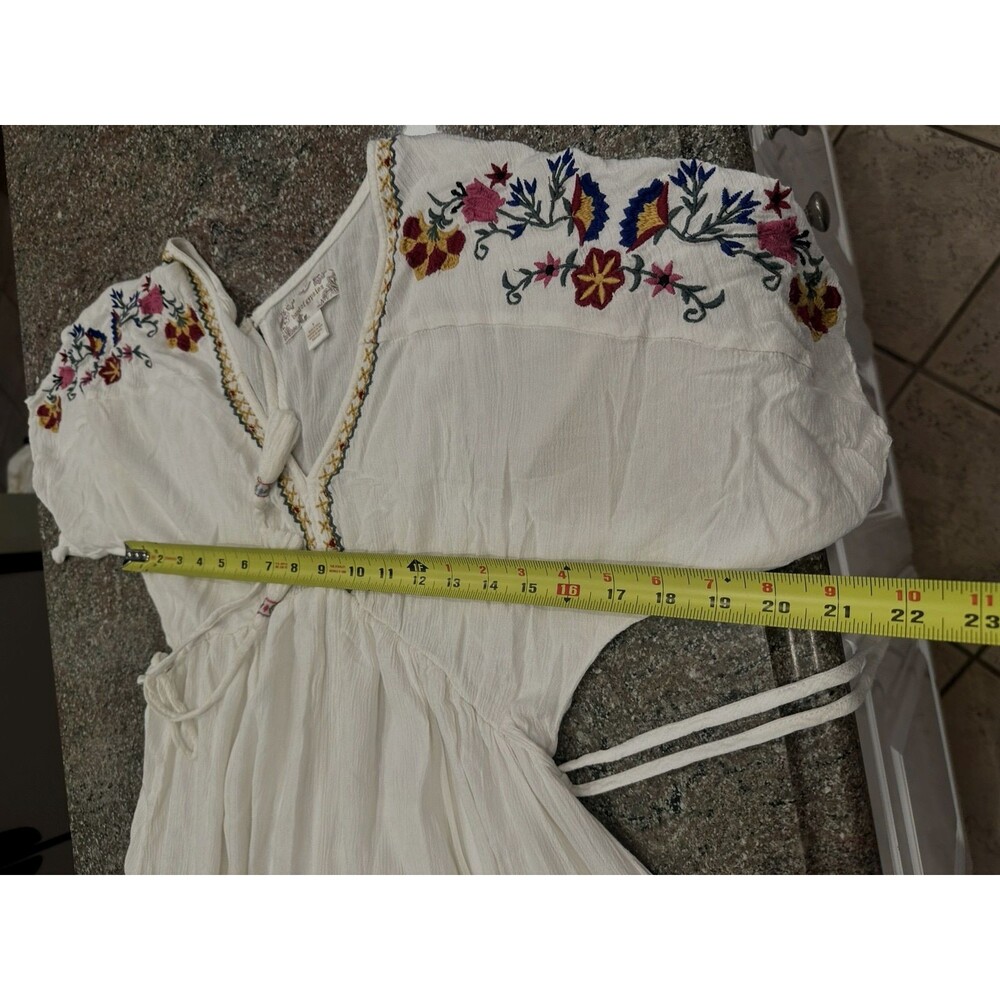 Band Of Gypsies Boho Flutter Cuba Embroidered Peasant Empire Midi Dress Size S - Picture 5 of 13